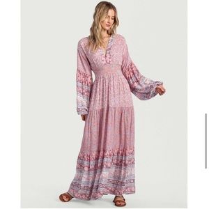 🌸 Billabong Orchid Haze Pink/Lilac Boho Maxi Dress
